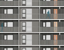 Getekend ontwerp van Mendelssohnflat galerijen na groot onderhoud